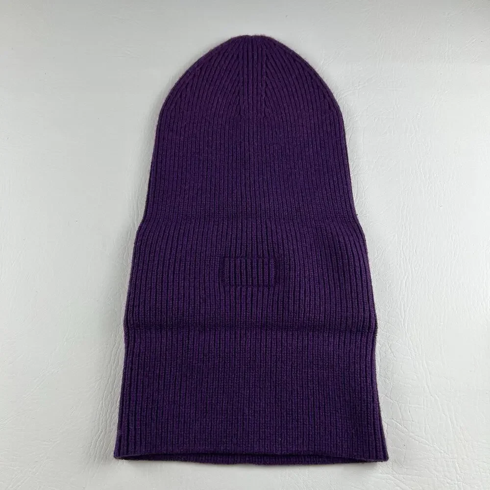 Michael Kors Purple Cuffed Beanie Women’s Wool Blend Ribbed Knit Logo Hat